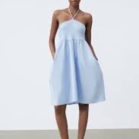 SOLD New! ZARA COMBINATION DRESS in Blue Size Small - Picture 3 of 13